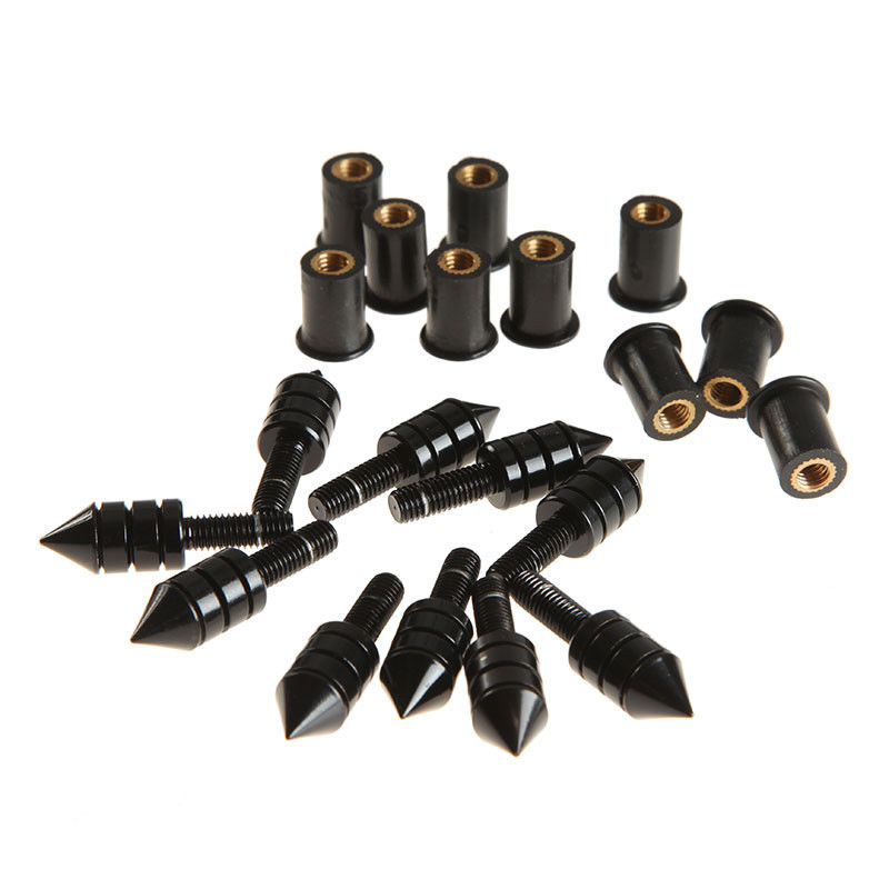 Spike Windscreen Bolts Screws 10 pk Black TechParts